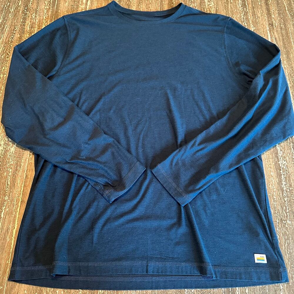 Vuori Strato T-Shirt Men's XL Navy Heather Long Sleeve Tech Stretch Gym Running